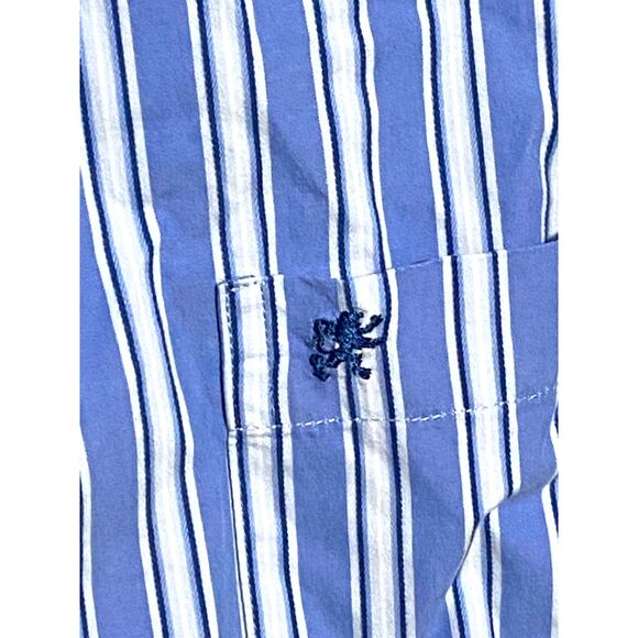 Mossimo Supply Co. Mens XL Blue White Striped Button Down Shirt Pocket Logo - Picture 4 of 6